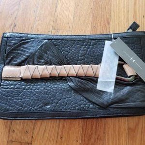 Halston Heritage Executive Black Multi Leather Clutch